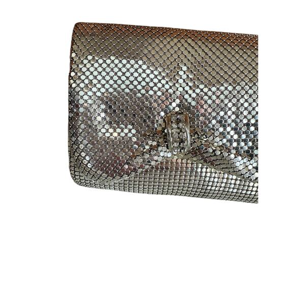 Vintage Metallic Silver Mesh Convertible Clutch Shoulder Bag - Picture 2 of 5